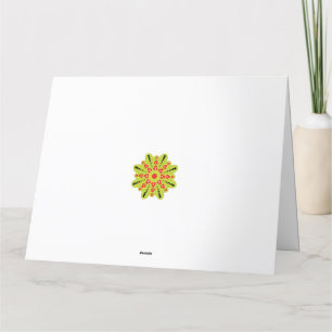 Carte De Remerciements une fleur verte et rouge aux points noirs