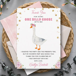 Carte De Remerciements Une oie sotte fille 1er anniversaire