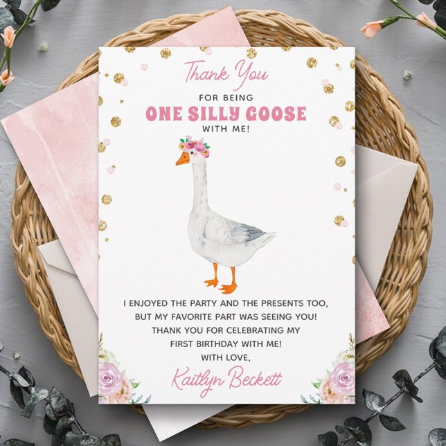 Carte De Remerciements Une oie sotte fille 1er anniversaire (Créateur téléchargé)
