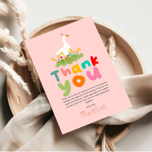 Carte De Remerciements Une oie sotte fille mignonne 1er anniversaire