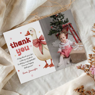 Carte De Remerciements Une oie sotte Noël Bow 1er anniversaire Photo
