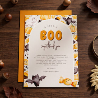 Carte De Remerciements Une petite citrouille fantôme Halloween Baby Showe