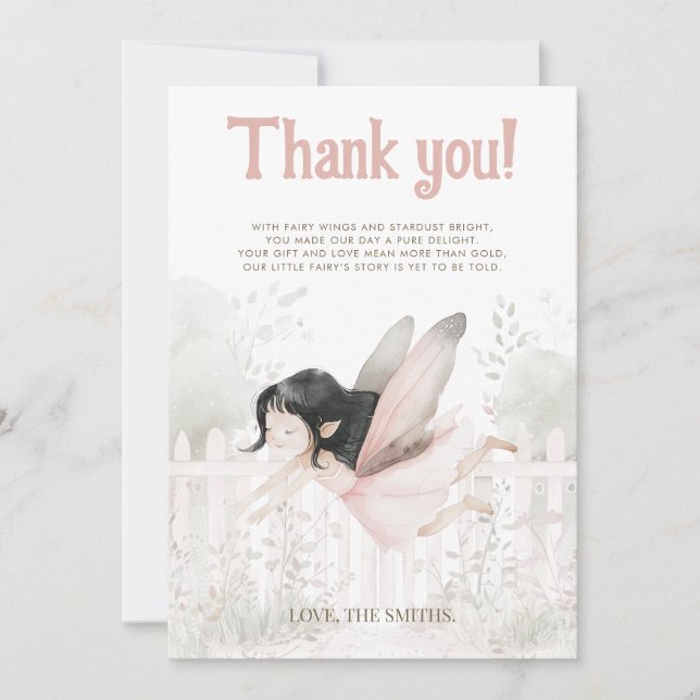 Carte De Remerciements "Une petite fée est en route" Baby Shower (Devant)