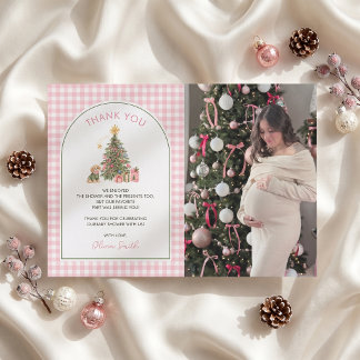 Carte De Remerciements Une photo de Baby Shower de Noël joyeux
