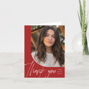 Carte De Remerciements Une photo moderne script de brosse rouge graduatio