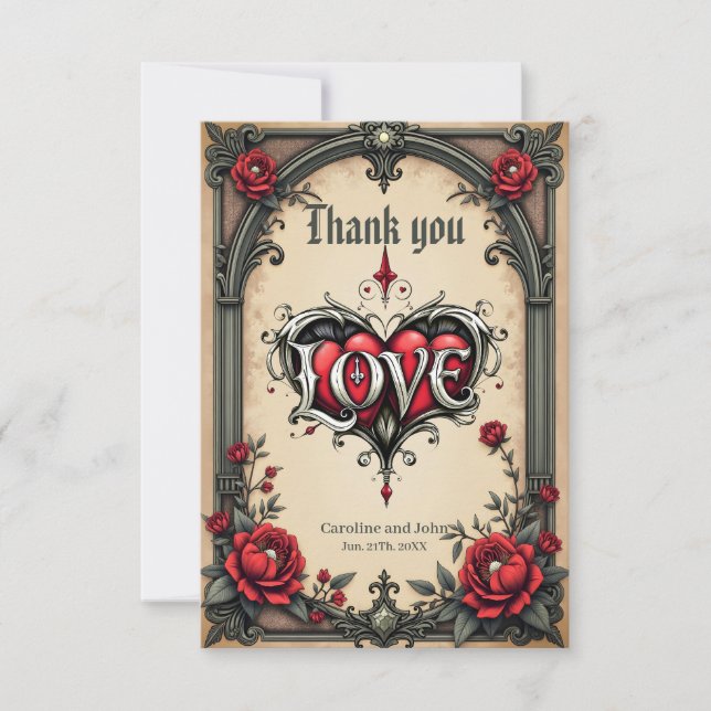 Carte De Remerciements Une romance gothique. Un style gothique et orné (Devant)