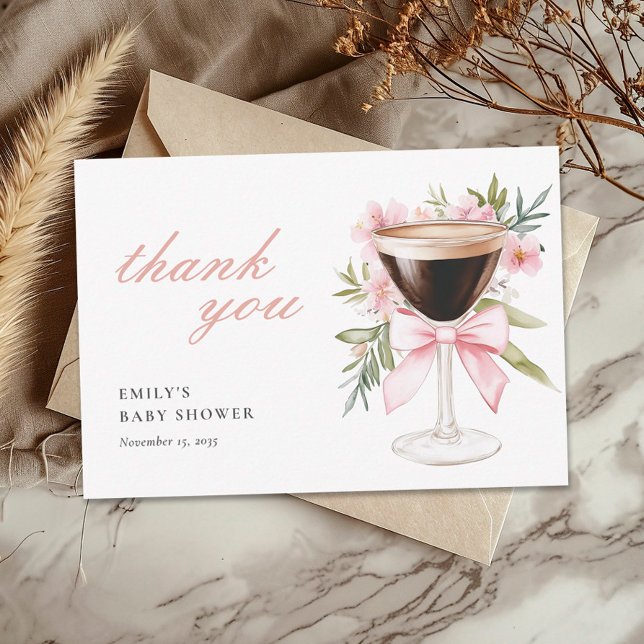 Carte De Remerciements Une toute petite fête prénatale Espresso Martini (Créateur téléchargé)