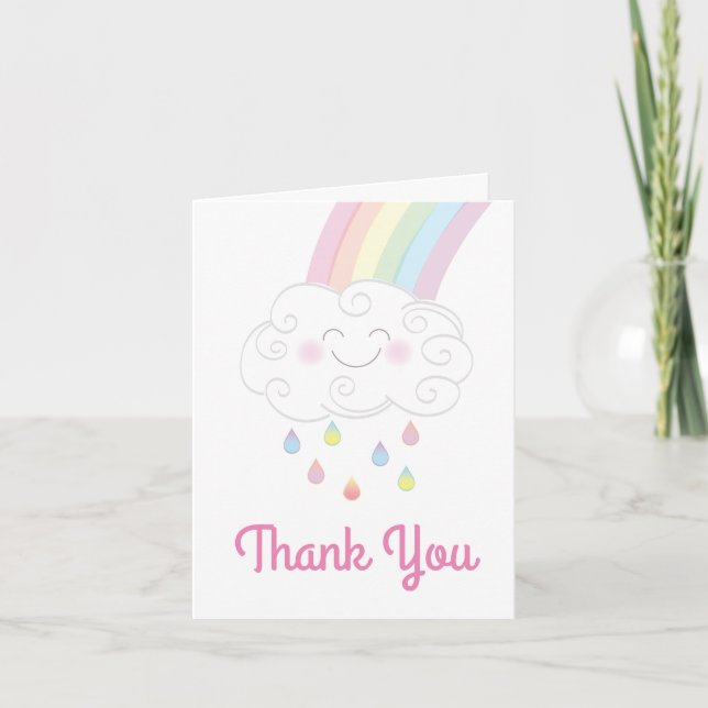 Carte De Remerciements Unicorn Baby shower Pastel Rainbow (Devant)