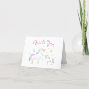 Carte De Remerciements Unicorn Baby shower Pastel Rainbow Cute