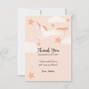 Carte De Remerciements Unicorne et étoiles plat