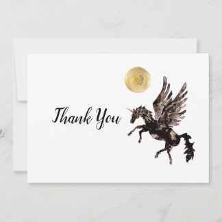 Carte De Remerciements Unicorne et Lune d'or