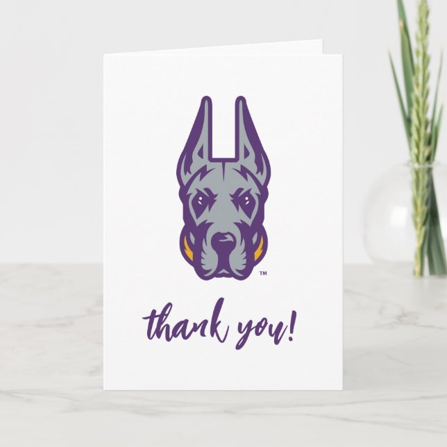 Carte De Remerciements Université d'Albany Chef de la mascotte Great Dane (Devant)
