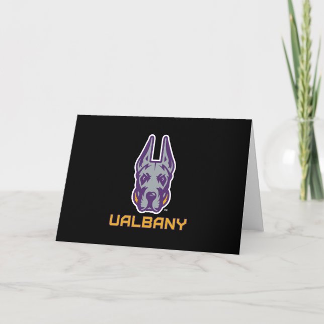 Carte De Remerciements Université d'Albany Chef de la mascotte Great Dane (Devant)