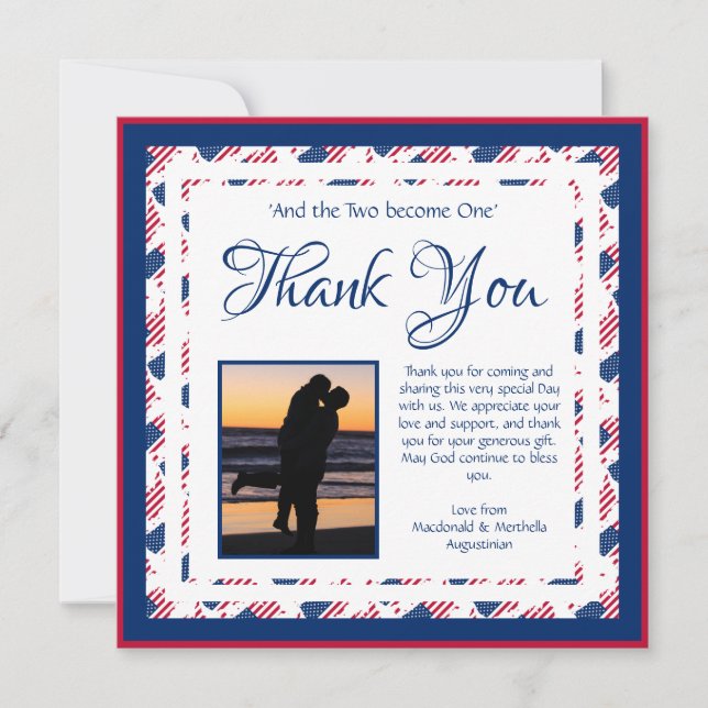 Carte De Remerciements USA AMERICA FLAG Personnalisé Carré patriotique Ma (Devant)