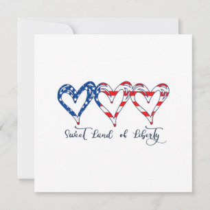 Carte De Remerciements USA Drapeau Patriotique Coeurs 4 juillet Sweet Lan