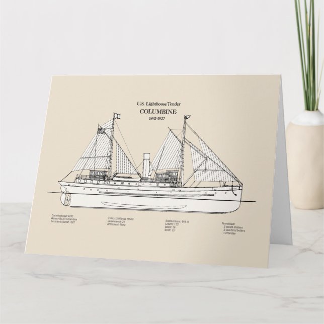 Carte De Remerciements USCG Lighthouse Tender Columbine - SBD (Devant)