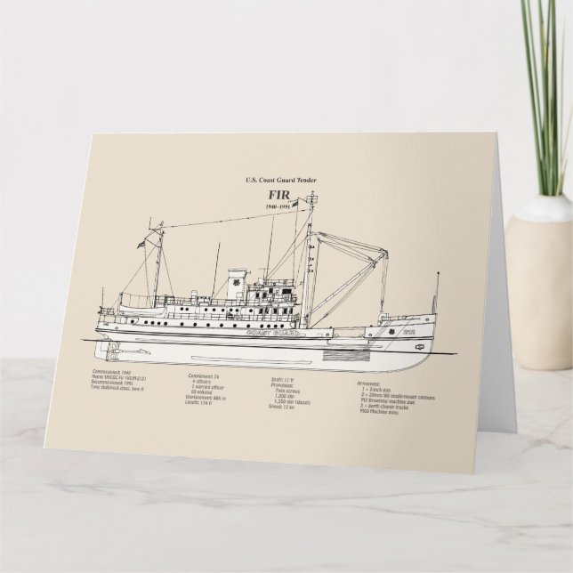Carte De Remerciements USCG Tender Fir wlm-212 - SBD (Devant)