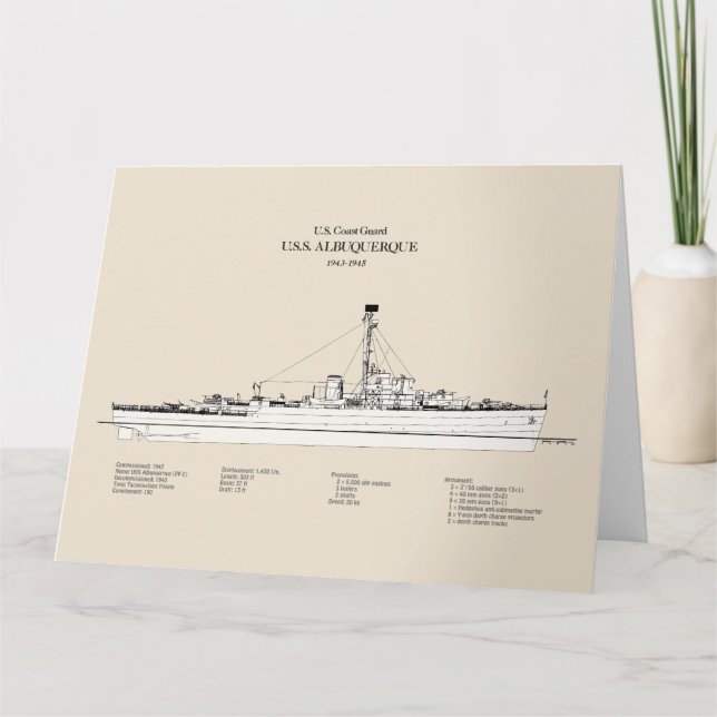 Carte De Remerciements USCG USS Albuquerque PF-7 - SBD (Devant)