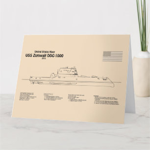 Carte De Remerciements USS Zumwalt - Plan directeur des navires SD