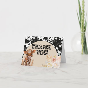 Carte De Remerciements Vache sacrée   Baby Shower Bohème   Herbe de la Pa