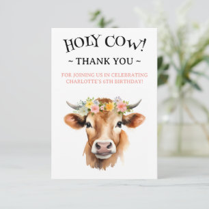 Carte De Remerciements Vache sacrée Vache Jersey Fleur Fille Anniversaire