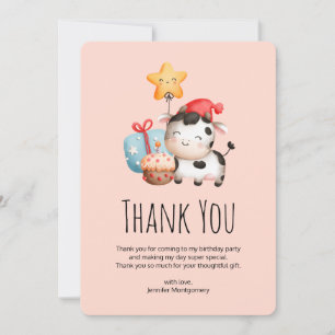 Carte De Remerciements Vache souriante mignonne adorable Anniversaire