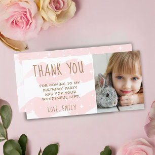 Carte De Remerciements Vague rose mignonne Aquarelle étoile photo fille