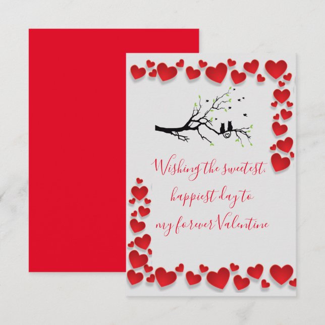 Carte De Remerciements Valentine Birds (Devant / Derrière)