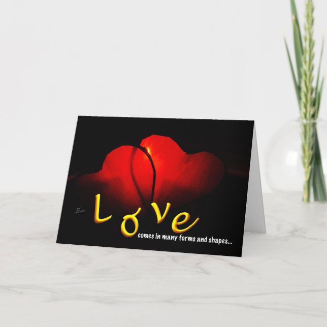Carte De Remerciements VALENTINE LOVE Coeurs rouges jumeaux faible lumièr (Devant)