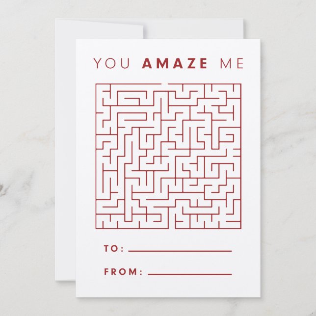 Carte De Remerciements Valentine Maze et Word Search Card (Devant)