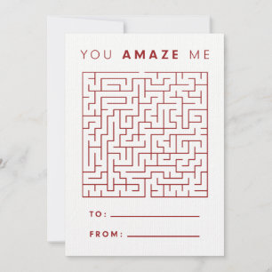 Carte De Remerciements Valentine Maze et Word Search Card
