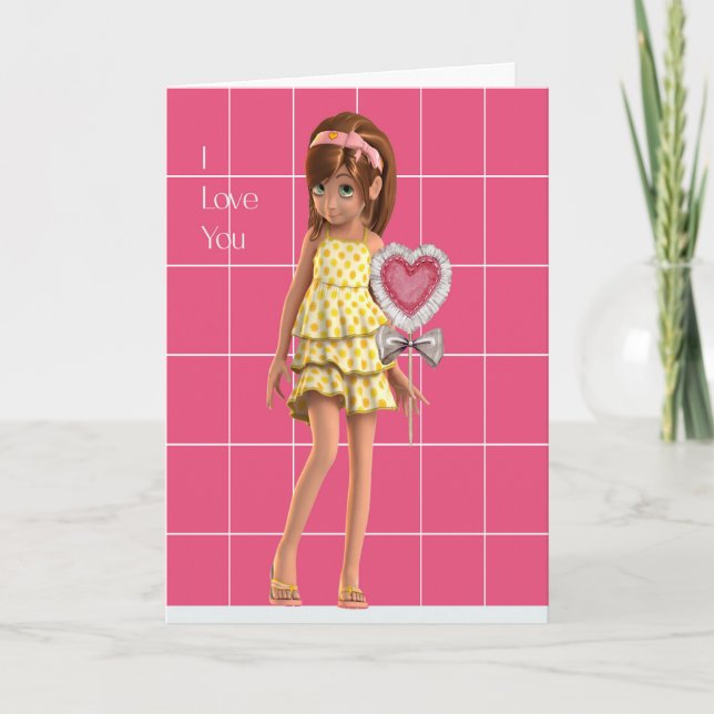 Carte De Remerciements Valentine pour papa de Young Daughter (Devant)