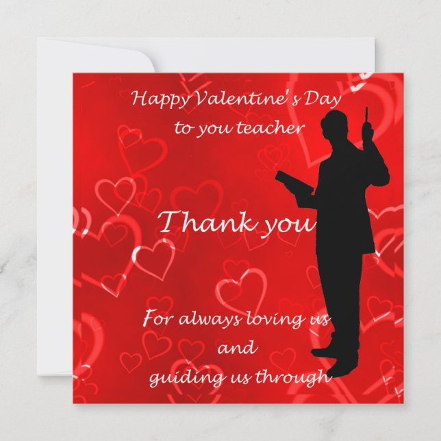 Carte De Remerciements Valentines Day Pour Les Enseignants  (Devant)