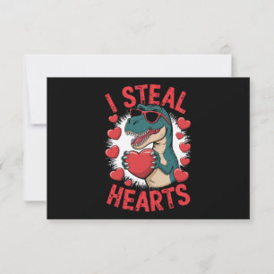 Carte De Remerciements Valentines Jour Dinosaure I Voler Coeurs Aimer T r