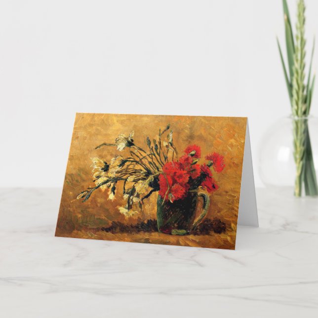 Carte De Remerciements Van Gogh - Jug aux oeillets rouges et blancs (Devant)