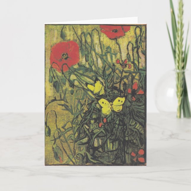 Carte De Remerciements Van Gogh Papillons Papillons Fleurs de la paix Des (Devant)