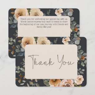 Carte De Remerciements Vanilla White Boho Rose Mariage bleu