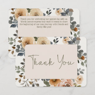 Carte De Remerciements Vanilla White Boho Roses Mariage de crème