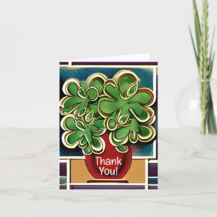 Carte De Remerciements Vase moderne rétro de Shamrocks Clochers