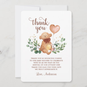 Carte De Remerciements Végétal Ours Teddy Béary Beaucoup de Baby shower
