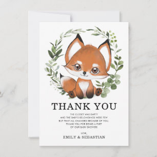 Carte De Remerciements Végétation capricieuse Fox Wild One Forest Baby sh