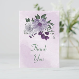 Carte De Remerciements végétation fleurie violette et blanche