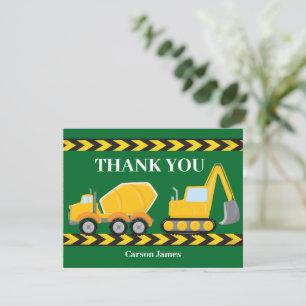 Carte De Remerciements Véhicule de construction Anniversaire de enfant pe