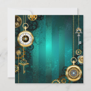 Carte De Remerciements Veille bijoux Steampunk sur un Arrière - plan vert