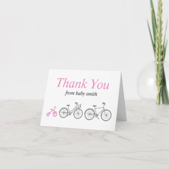Carte De Remerciements Vélo rose (Devant)