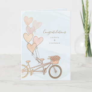 Carte De Remerciements Vélo tandem et ballons cardiaques en fausse feuill
