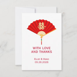 Carte De Remerciements Ventilateur chinois et double bonheur | Mariage ch