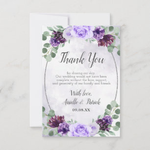 Carte De Remerciements Verdure Aquarelle Florale Purple Mariage élégant