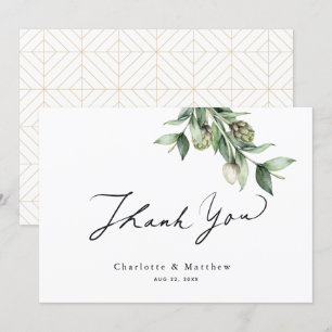Carte De Remerciements Verdure & Artichokes Mariage aquarelle