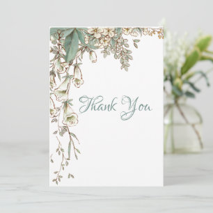 Carte De Remerciements Verdure Floral Garland Script Mariage élégant